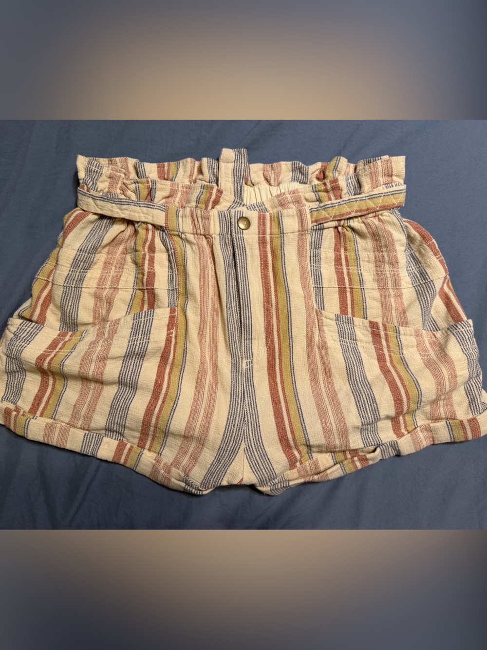 Free People striped high-waisted shorts